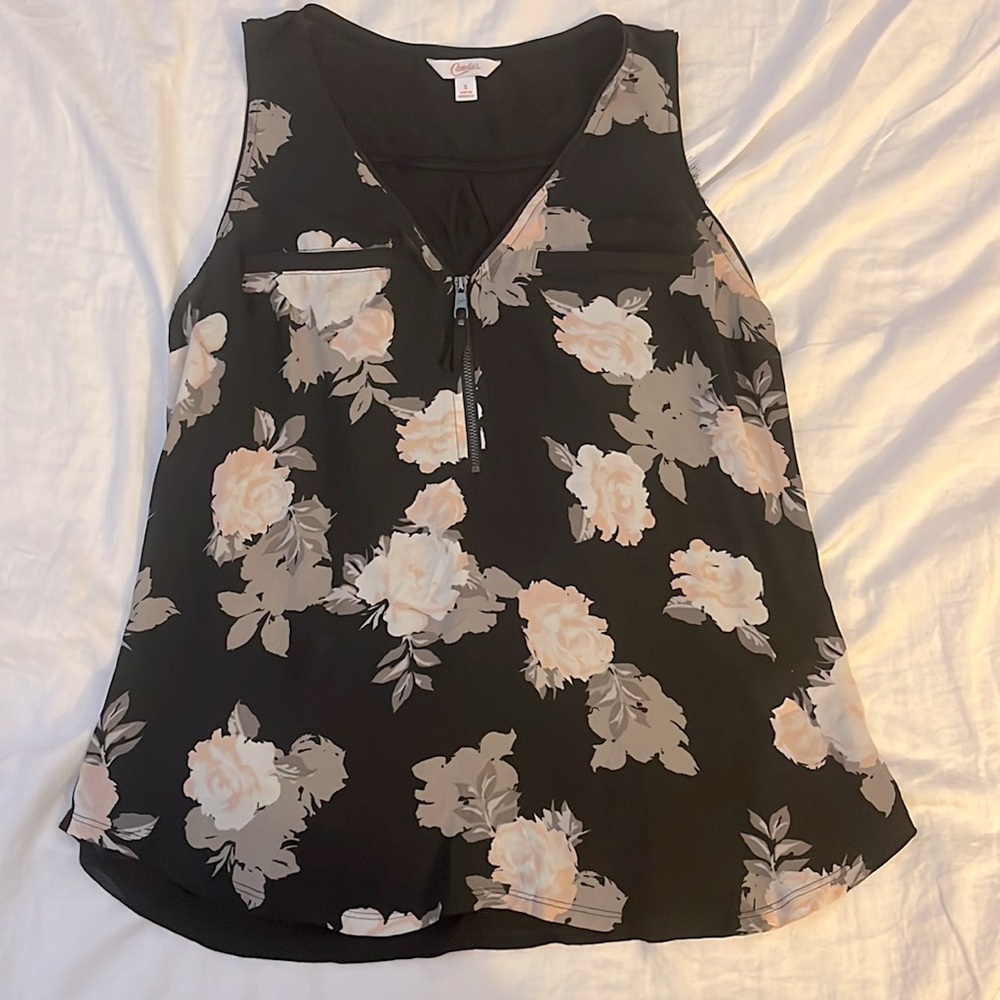 Floral tank top, zipper